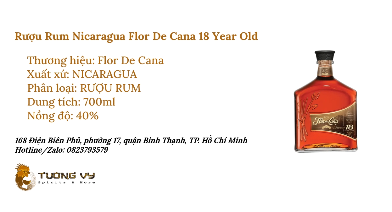 Rượu Rum Nicaragua Flor De Cana 18 Year Old