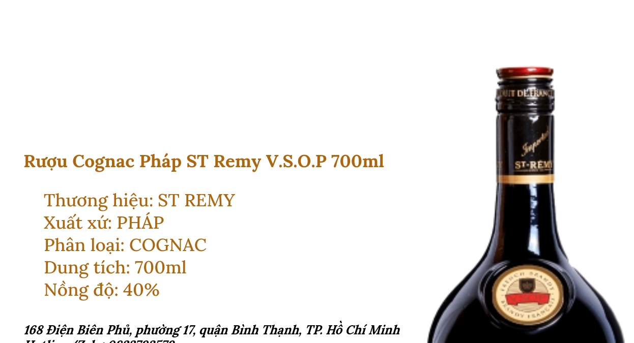 Rượu Cognac Pháp ST Remy V.S.O.P 700ml