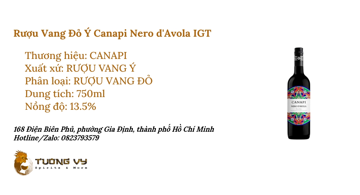 Canapi Rượu Vang Đỏ Ý Canapi Nero d'Avola IGT