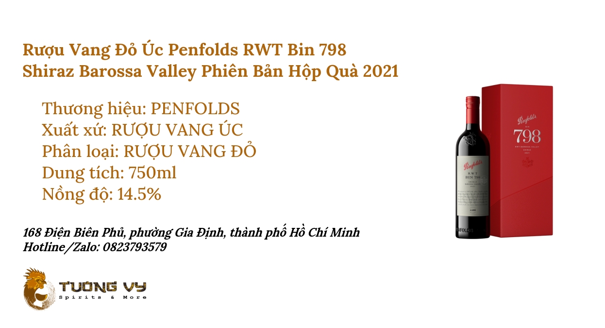 Penfolds RWT Bin 798 Shiraz Barossa Valley Phiên Bản Hộp Quà 2021